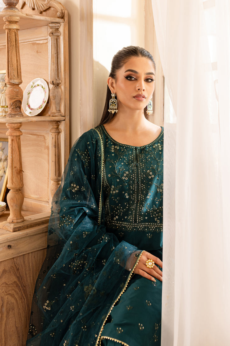 Teal Sitara 3Pc - Embroidered Lawn Dress - BATIK