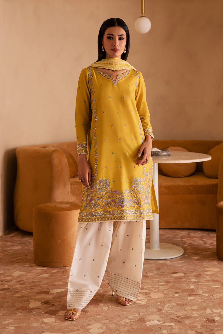 Misol 3Pc - Embroidered Solid Dress - BATIK