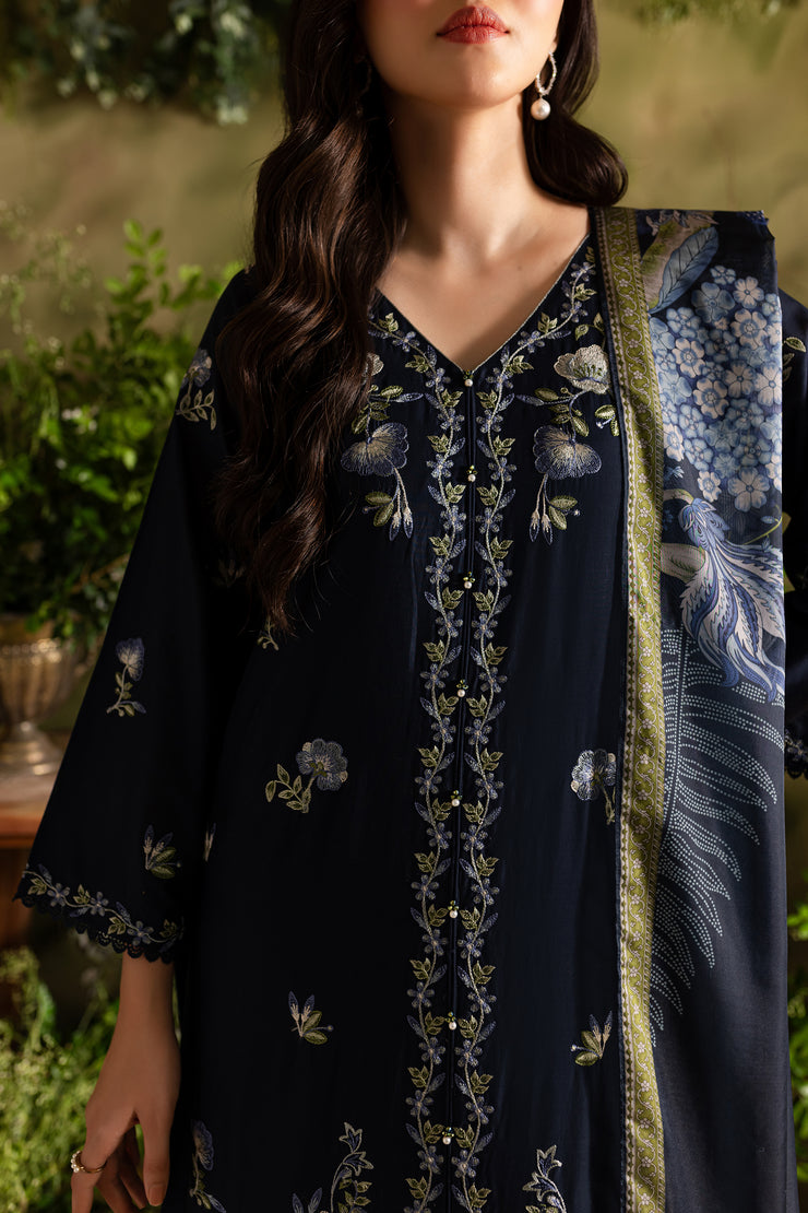 Denim 3Pc - Embroidered Lawn Dress - BATIK