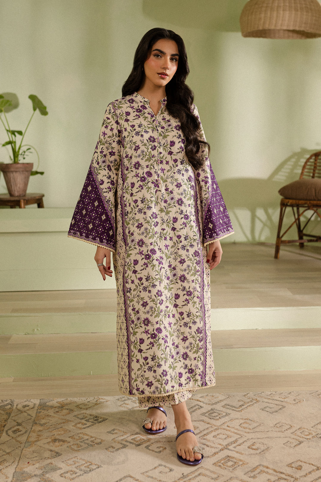 Cyber Grape 2Pc - Printed Khaddar Dress - BATIK