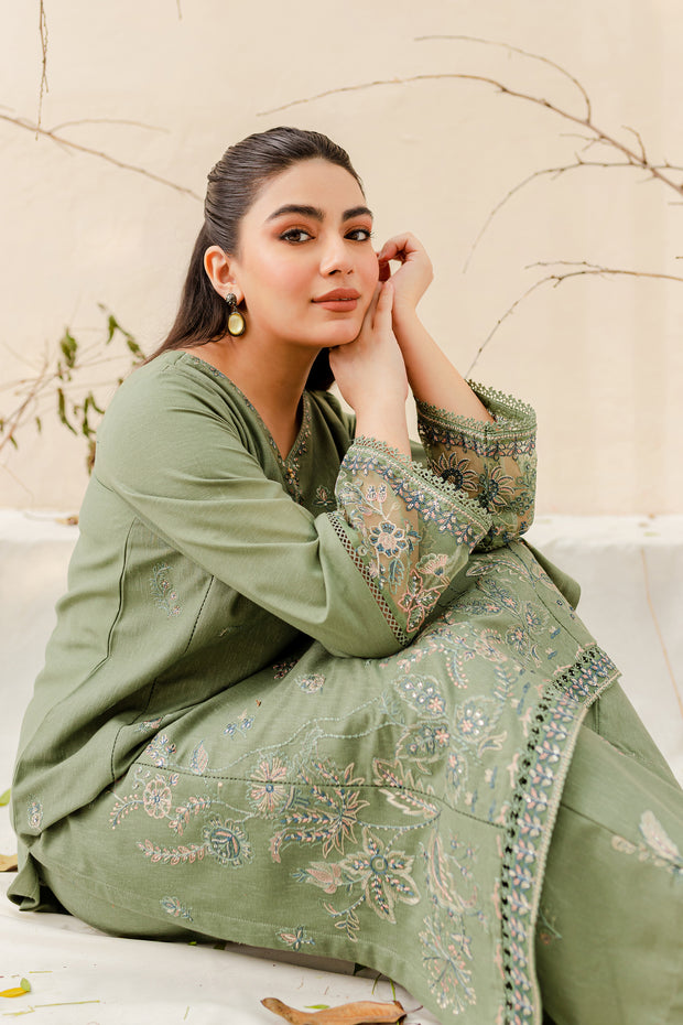 Avena 2Pc - Embroidered Karandi Dress - BATIK