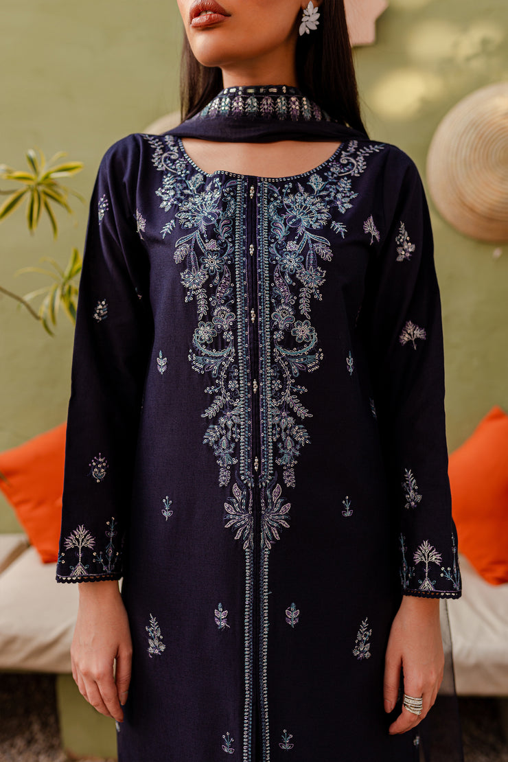 Sarang 3Pc - Embroidered Karandi Dress - BATIK