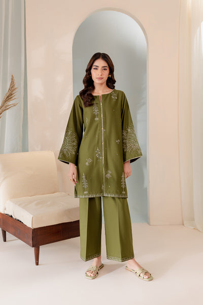 Seaweed 2Pc - Embroidered Khaddar Dress - BATIK