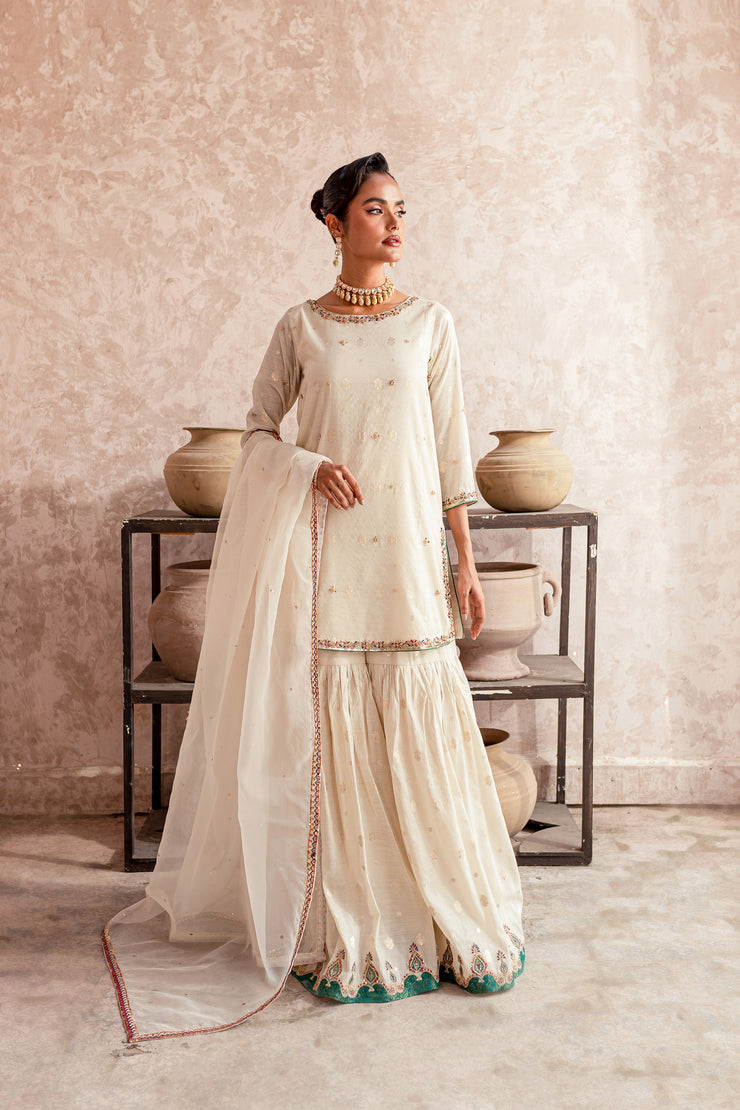 Cotton White 3Pc - Formal Dress - BATIK