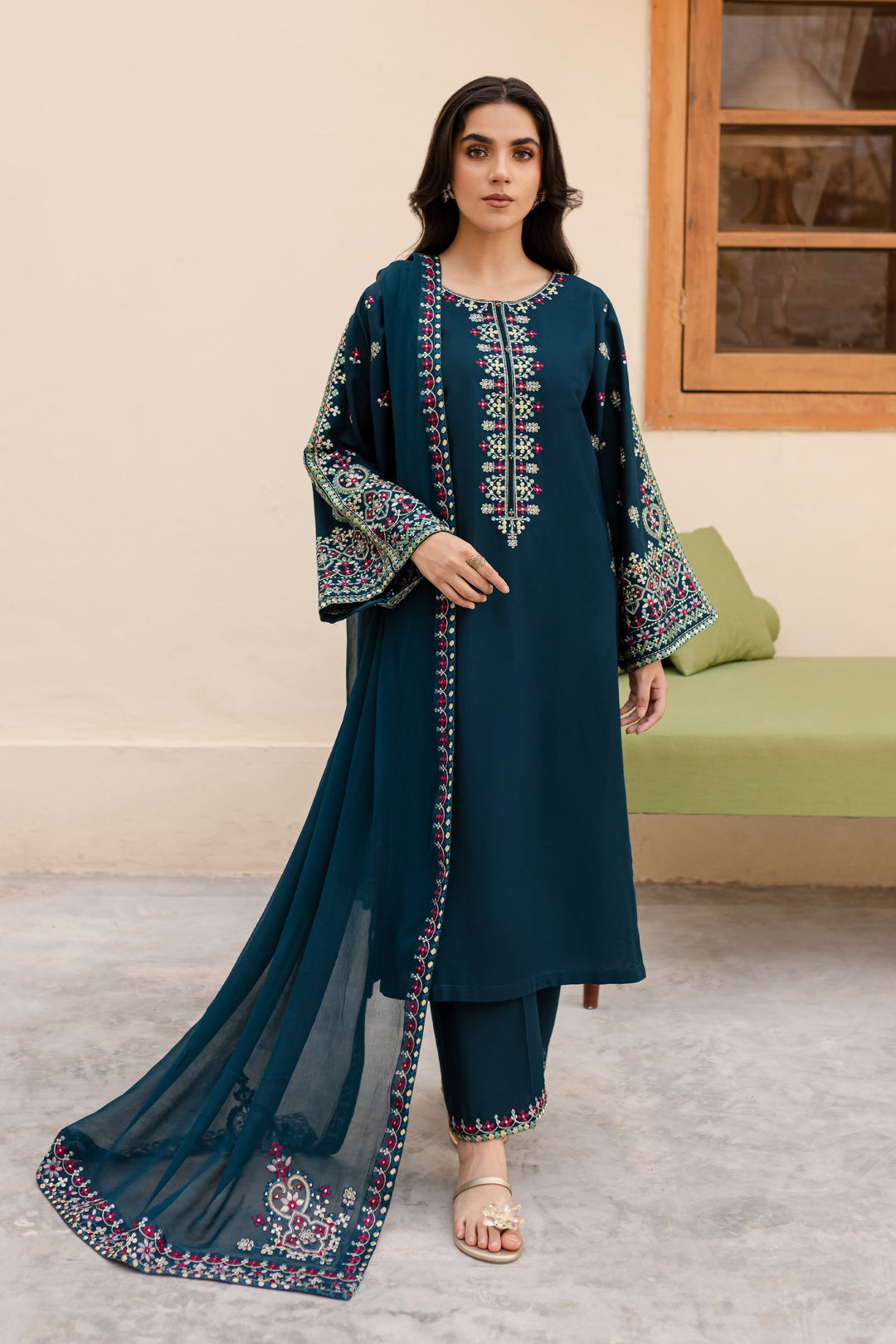 Nihan 3Pc - Embroidered Khaddar Dress - BATIK