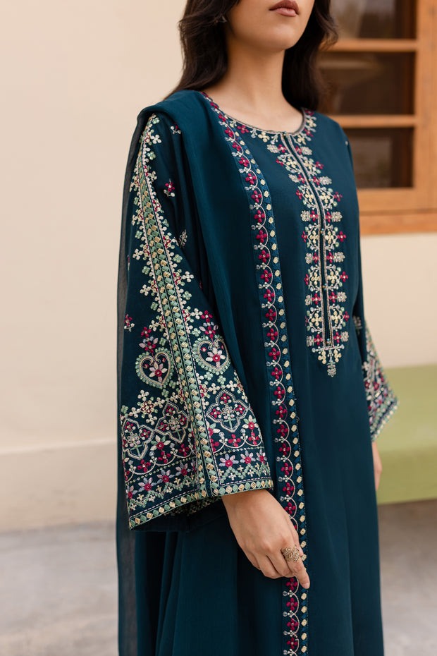 Nihan 3Pc - Embroidered Khaddar Dress - BATIK