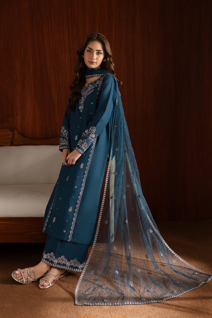 Blue Twinkle 3Pc - Embroidered Khaddar Dress - BATIK