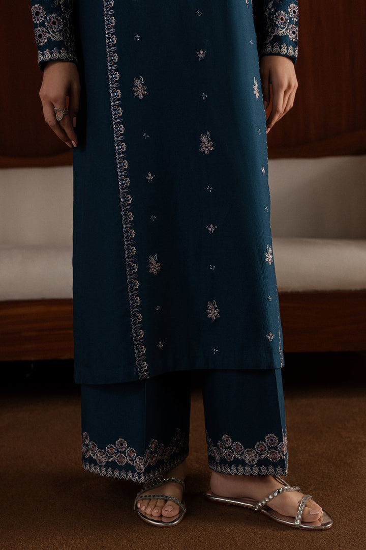 Blue Twinkle 3Pc - Embroidered Khaddar Dress - BATIK