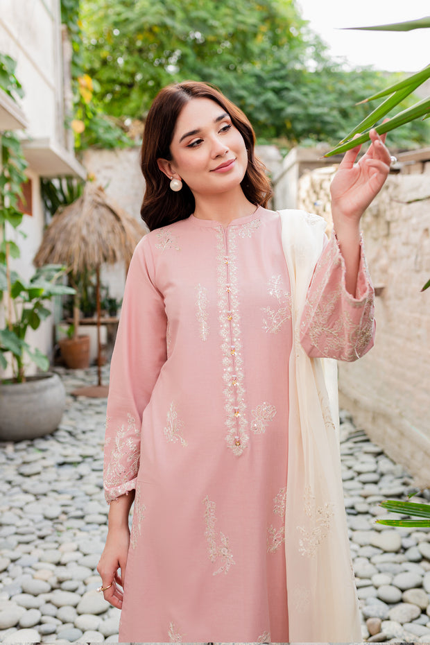 Turkish Rose 3Pc - Embroidered Khaddar Dress - BATIK