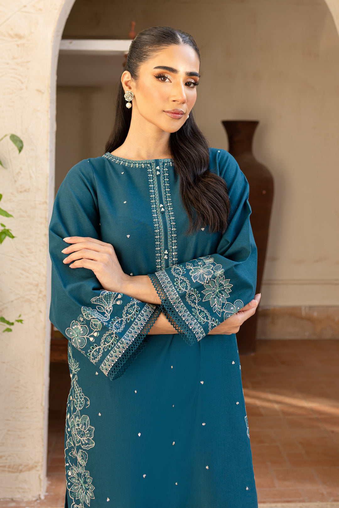 Jensen 2Pc - Embroidered Khaddar Dress - BATIK