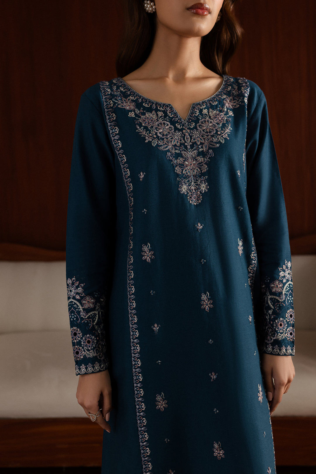 Blue Twinkle 3Pc - Embroidered Khaddar Dress - BATIK