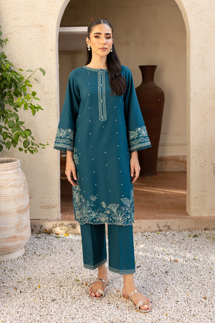 Jensen 2Pc - Embroidered Khaddar Dress