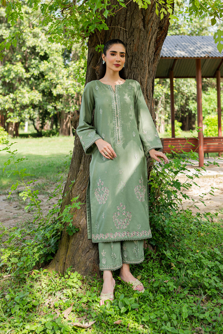 Sencha 2Pc - Embroidered Karandi Dress - BATIK