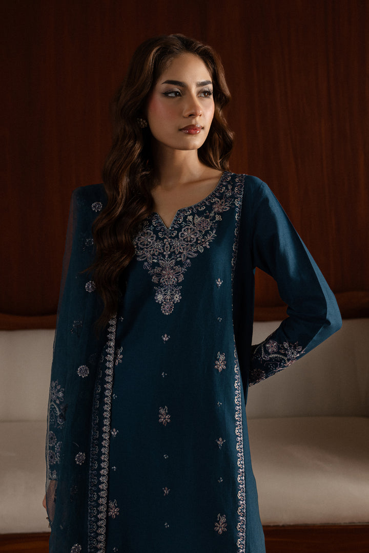 Blue Twinkle 3Pc - Embroidered Khaddar Dress - BATIK