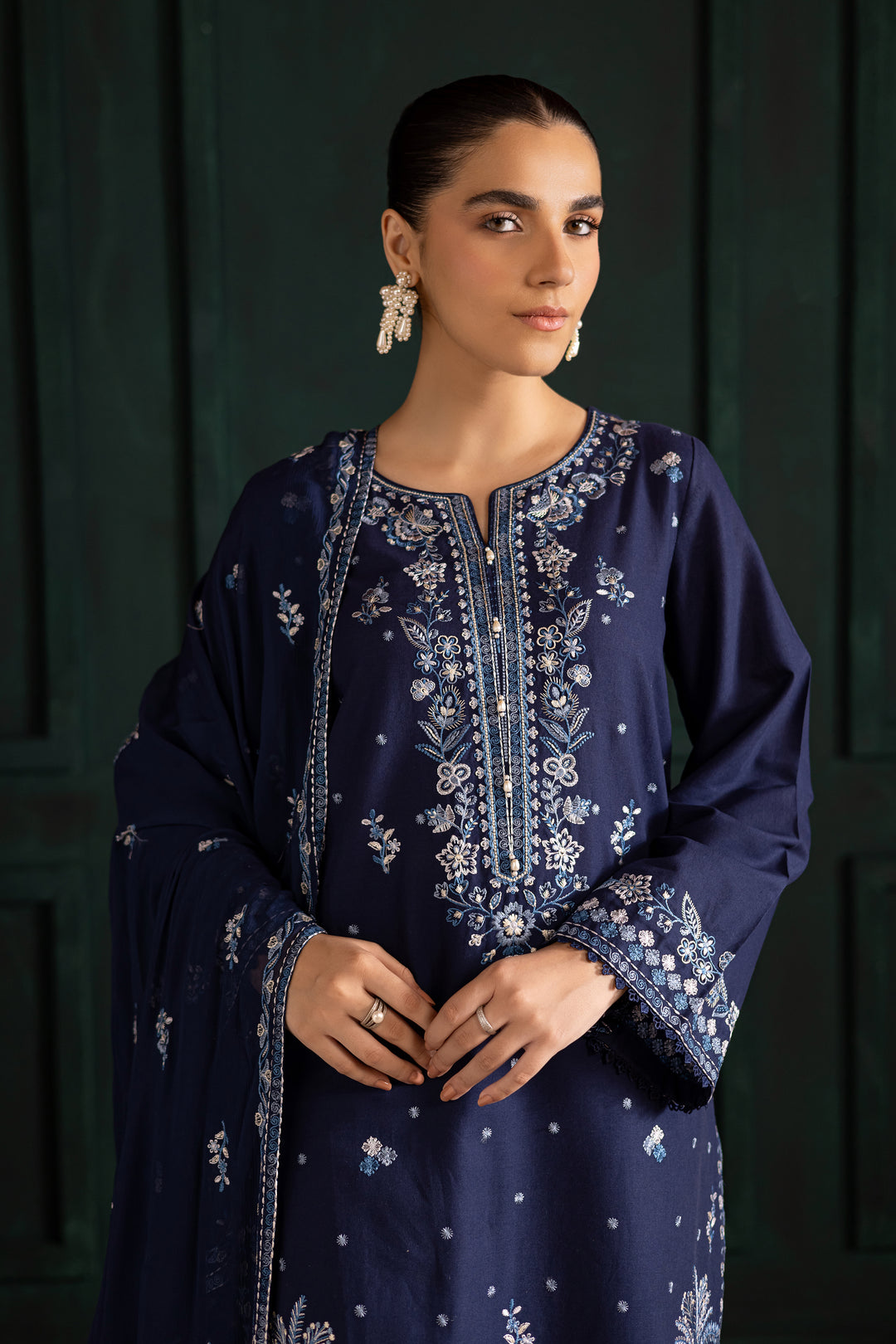 Adoro 3Pc - Embroidered Khaddar Dress