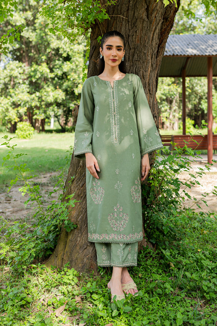 Sencha 2Pc - Embroidered Karandi Dress - BATIK
