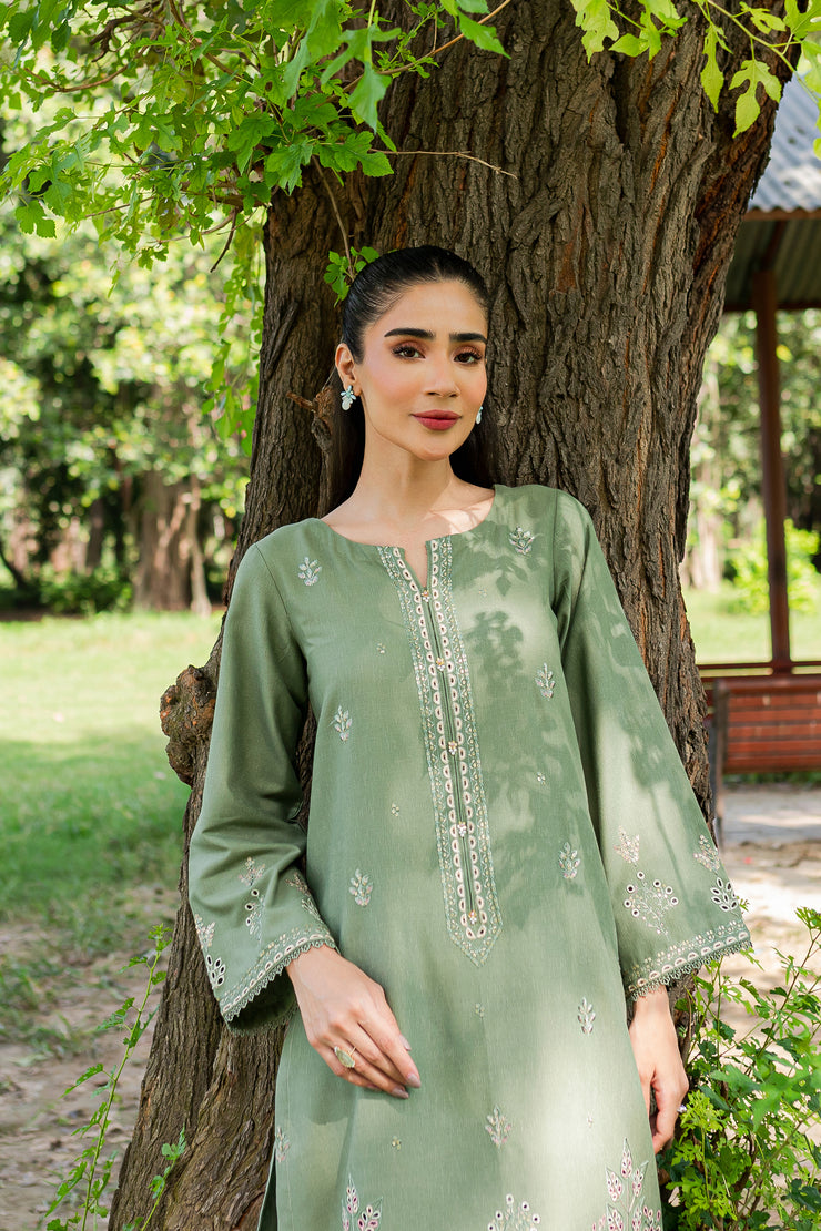 Sencha 2Pc - Embroidered Karandi Dress - BATIK
