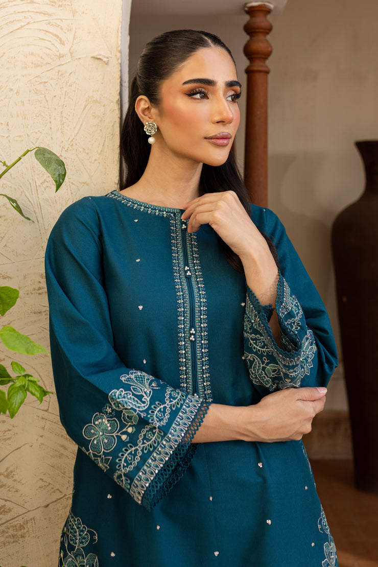 Jensen 2Pc - Embroidered Khaddar Dress