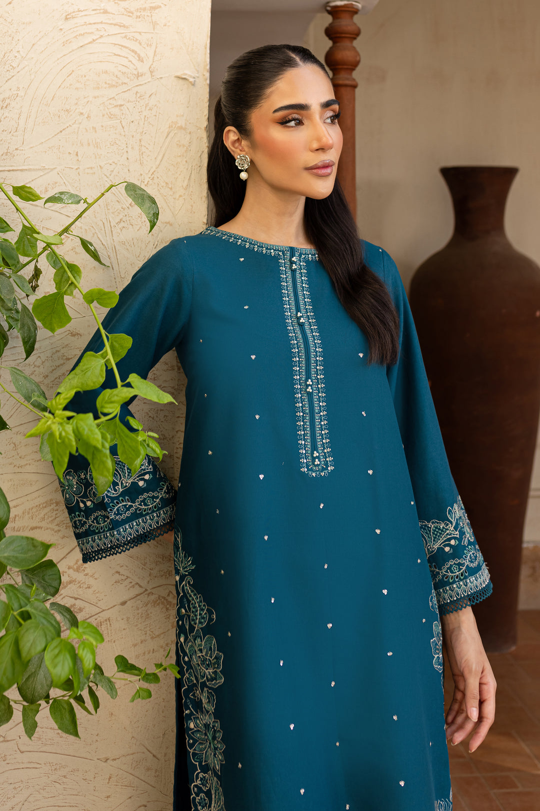 Jensen 2Pc - Embroidered Khaddar Dress - BATIK