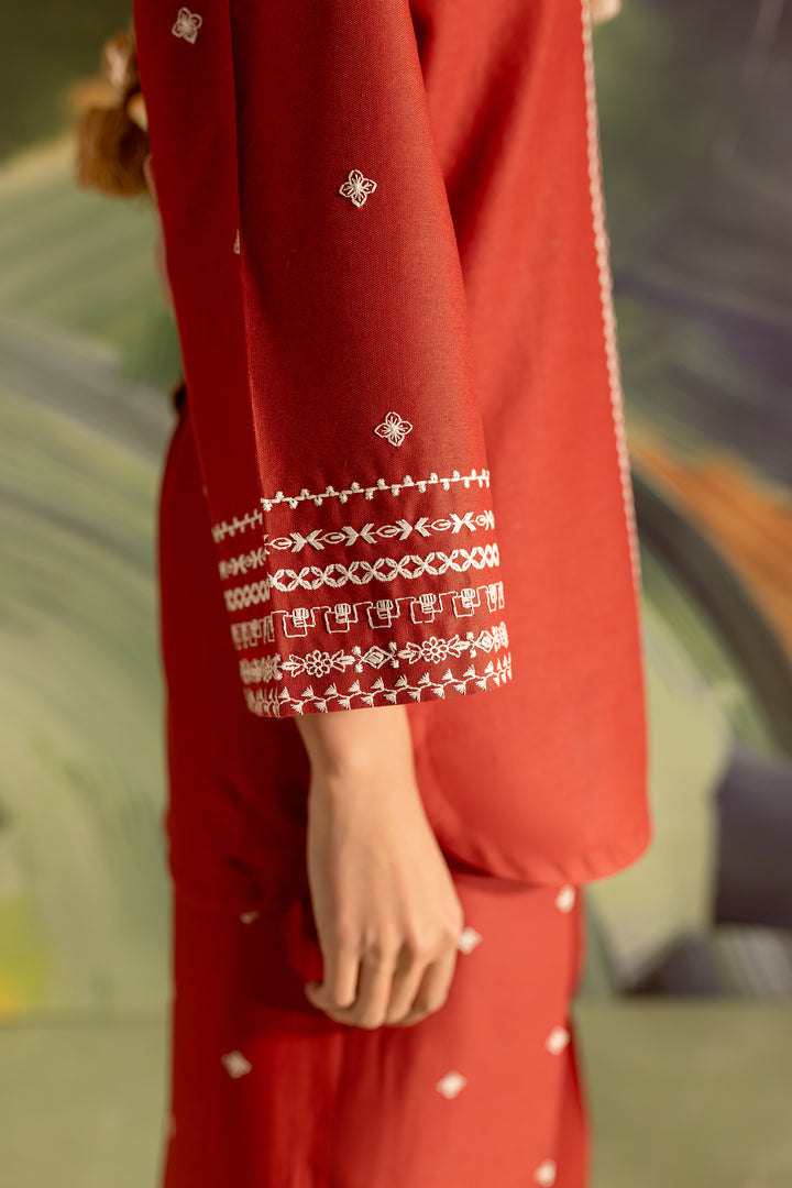 Brick 2Pc - Embroidered Khaddar Dress - BATIK