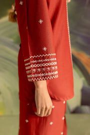 Brick 2Pc - Embroidered Khaddar Dress