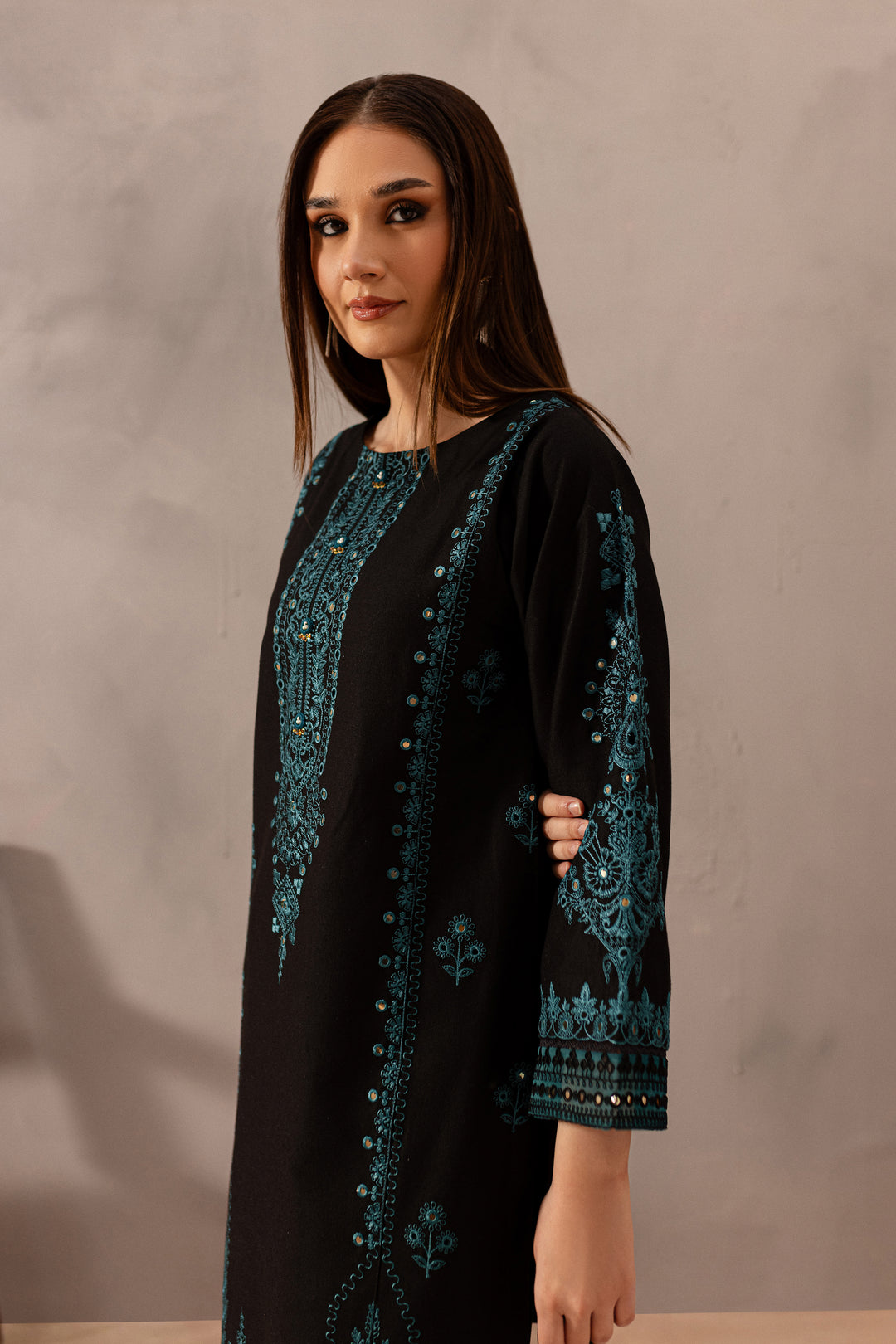 Misha Black 2Pc - Embroidered Karandi Dress - BATIK