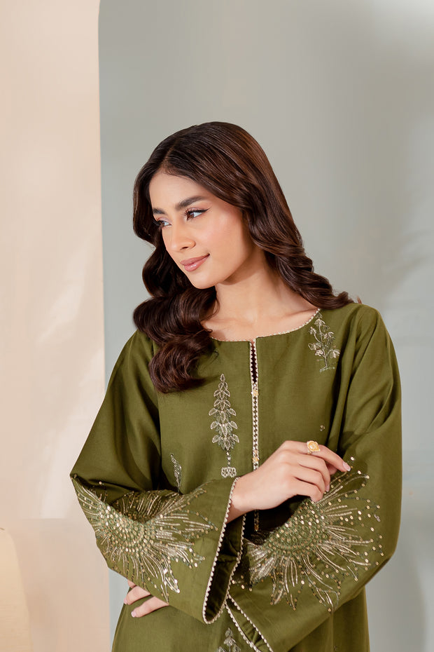 Seaweed 2Pc - Embroidered Khaddar Dress - BATIK