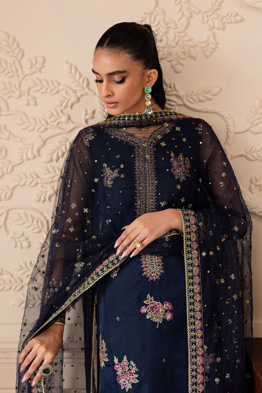 Ishani 3Pc - Embroidered Luxe Pret