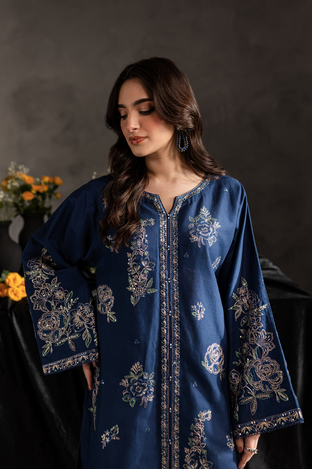 Blue Blair 2Pc - Embroidered Khaddar dress - BATIK