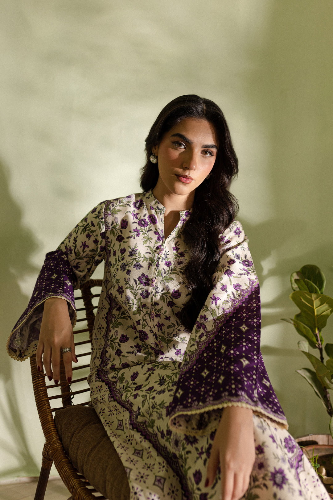 Cyber Grape 2Pc - Printed Khaddar Dress - BATIK