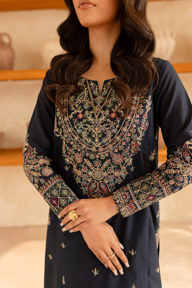 Blue Opal 2Pc- Embroidered Lawn Dress