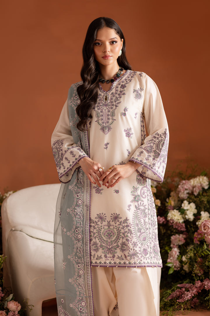 White Opal 3Pc - Embroidered Lawn Dress