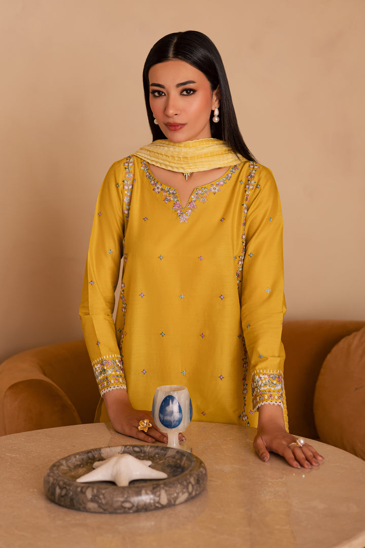 Misol 3Pc - Embroidered Solid Dress - BATIK