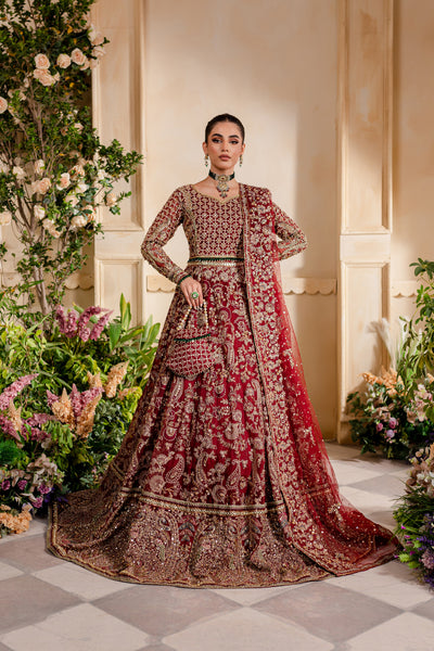 Gold & Red Bridal Dress Pakistani in Lehenga Gown Style - LARGE | Red  bridal dress, Bridal dresses, Lehenga gown