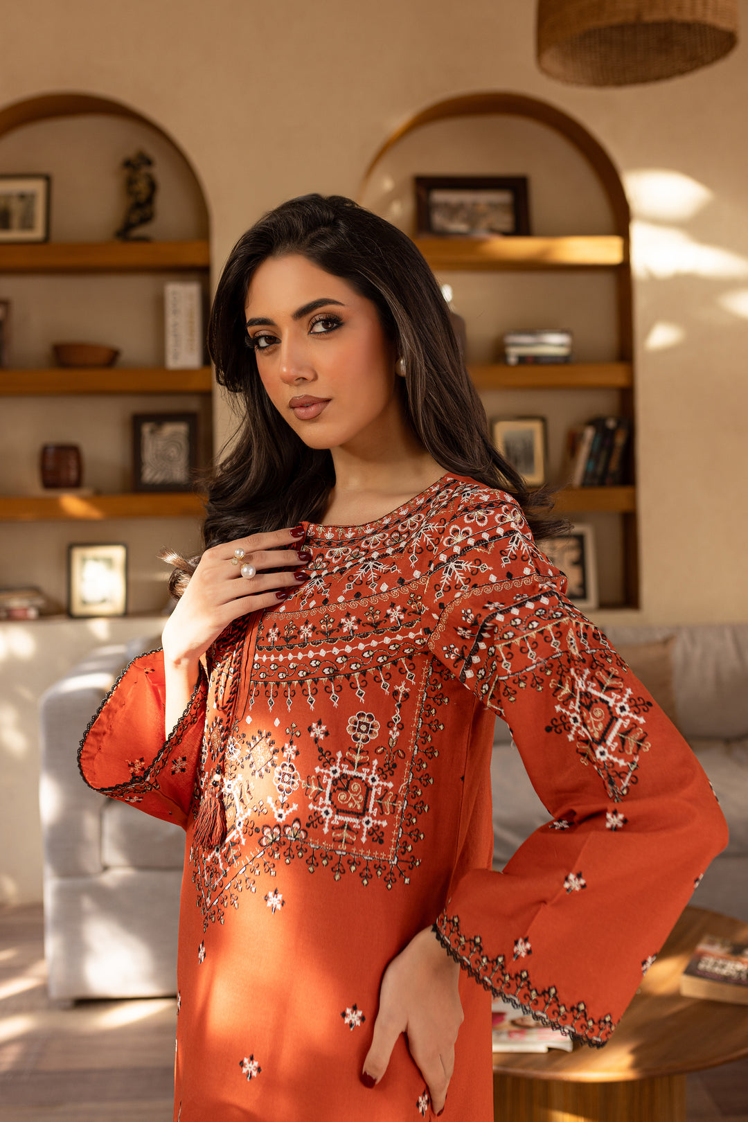 Royal Rust 2Pc - Embroidered Khaddar Dress - BATIK