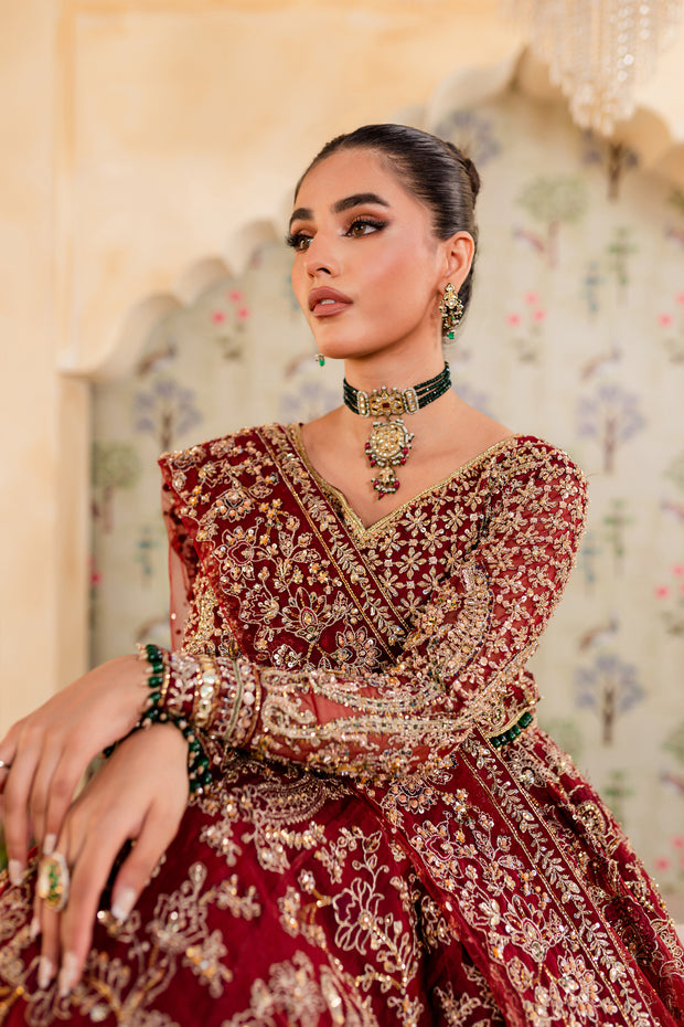 Buy Pakistani Bridal Lehenga in Deep Maroon Color Online 2021 – Nameera by  Farooq