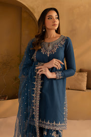 Joey 3Pc- Embroidered Khaddar Dress