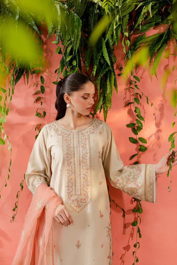 Kurt 3Pc - Embroidered Karandi Dress - BATIK