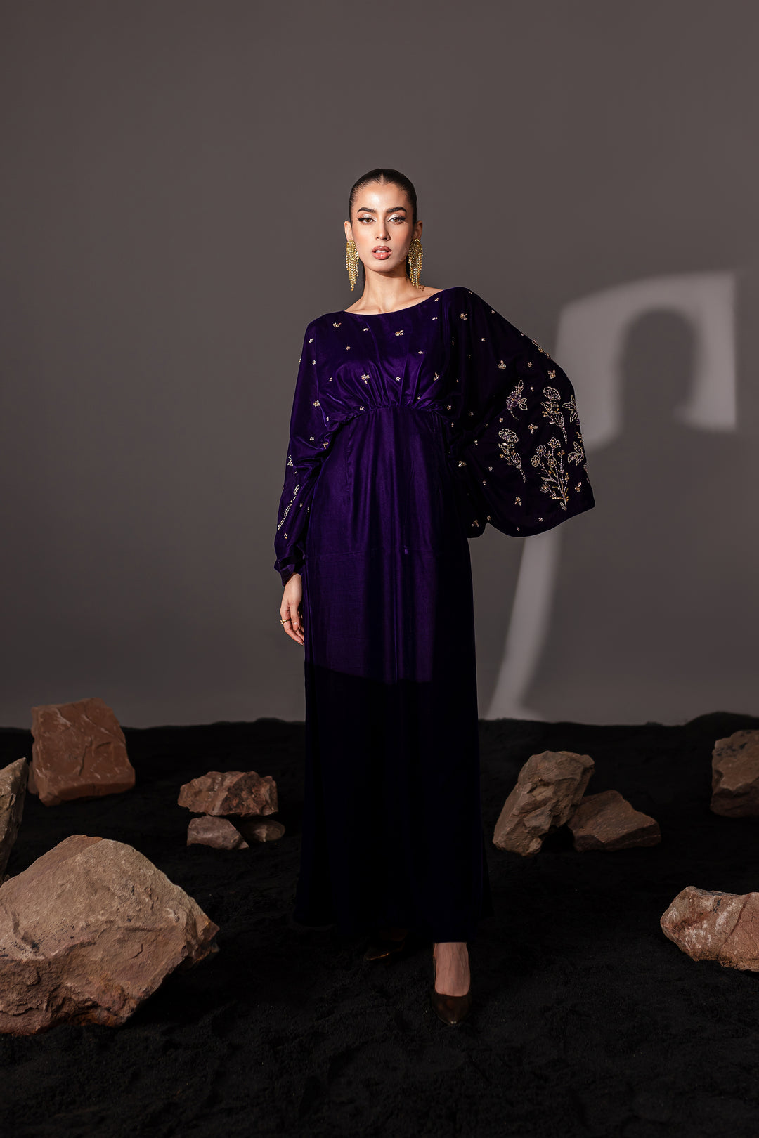 Dusty Purple 1Pc -  Formal Velvet Maxi - BATIK