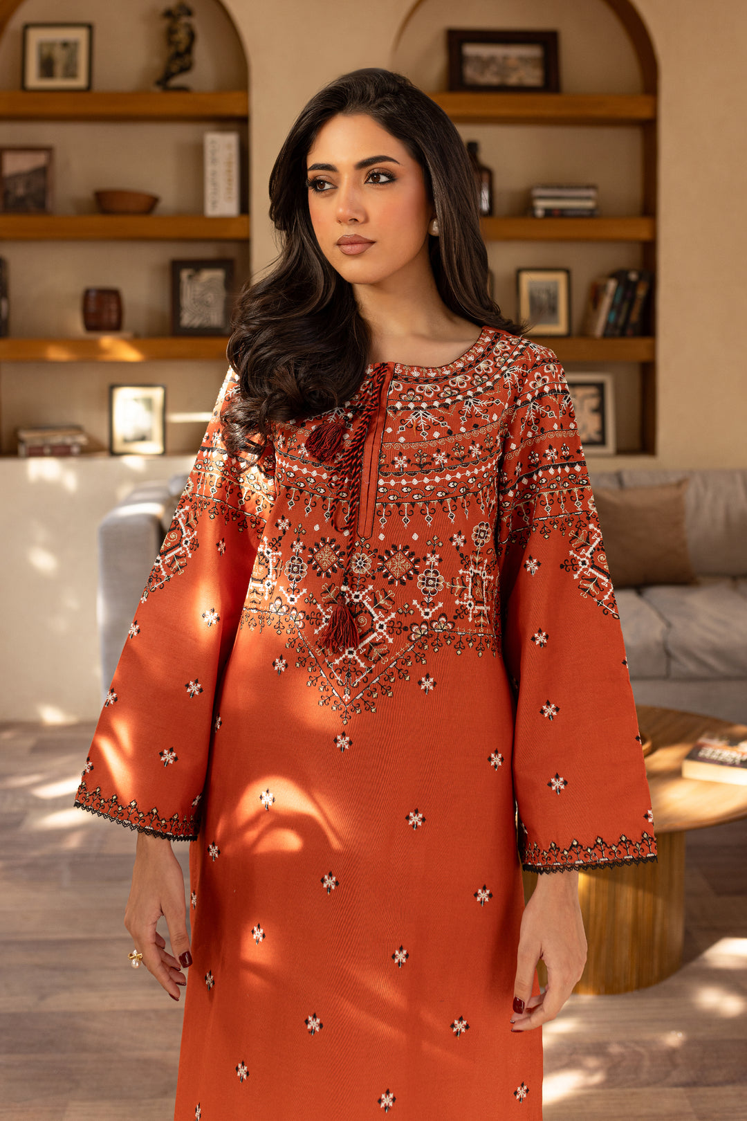 Royal Rust 2Pc - Embroidered Khaddar Dress - BATIK