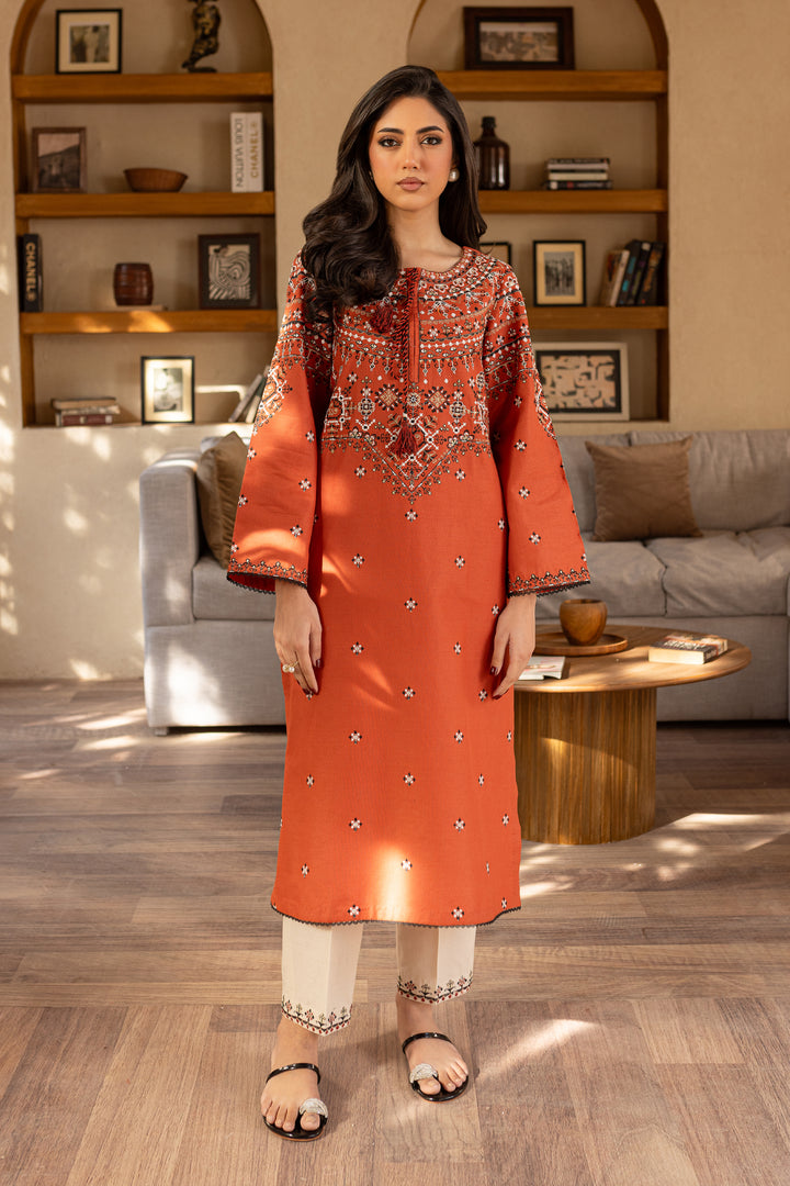 Royal Rust 2Pc - Embroidered Khaddar Dress - BATIK