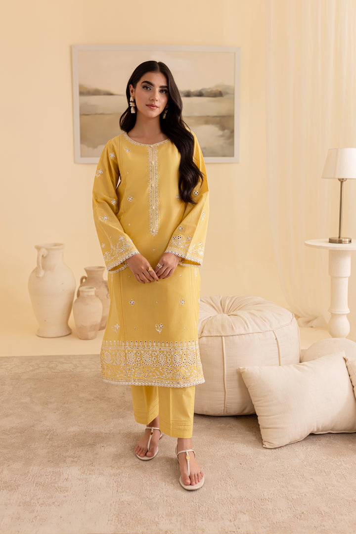 Lime Stone 2Pc - Embroidered Lawn Dress - BATIK