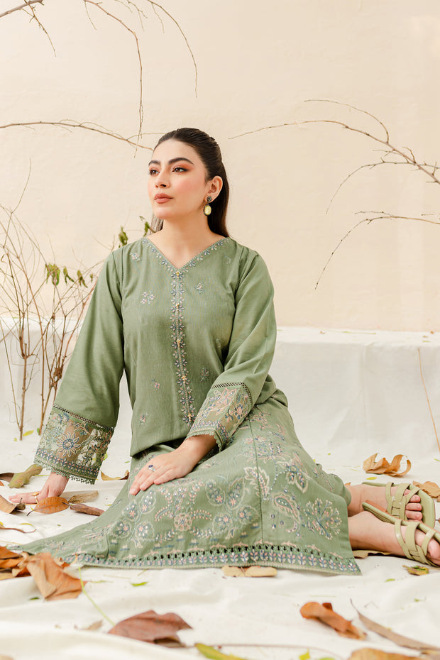 Avena 2Pc - Embroidered Karandi Dress - BATIK