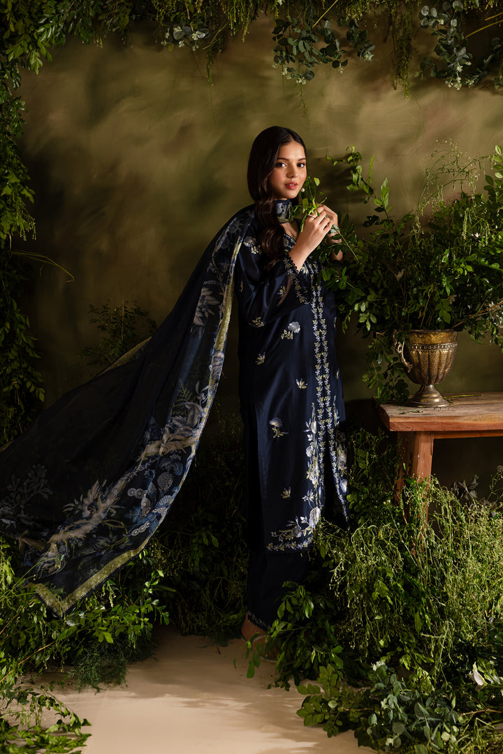 Denim 3Pc - Embroidered Lawn Dress - BATIK