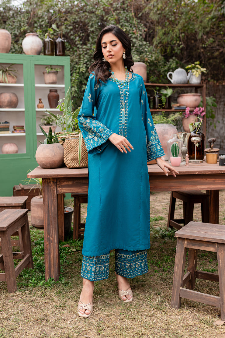 Peacock 2Pc - Embroidered Lawn Dress - BATIK