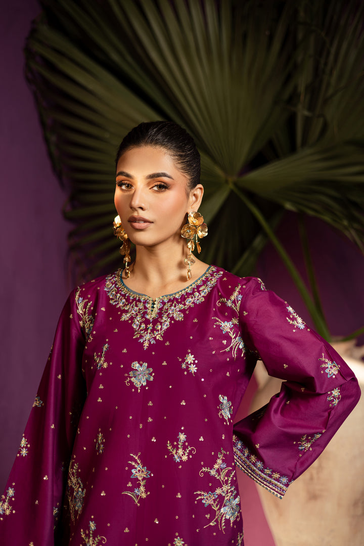 Flora 2Pc - Embroidered Solid Dress - BATIK