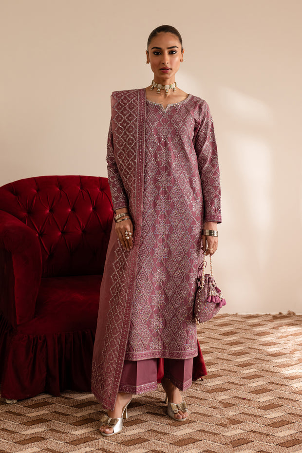 Blush Mauve 3Pc - Embroidered Luxe Pret