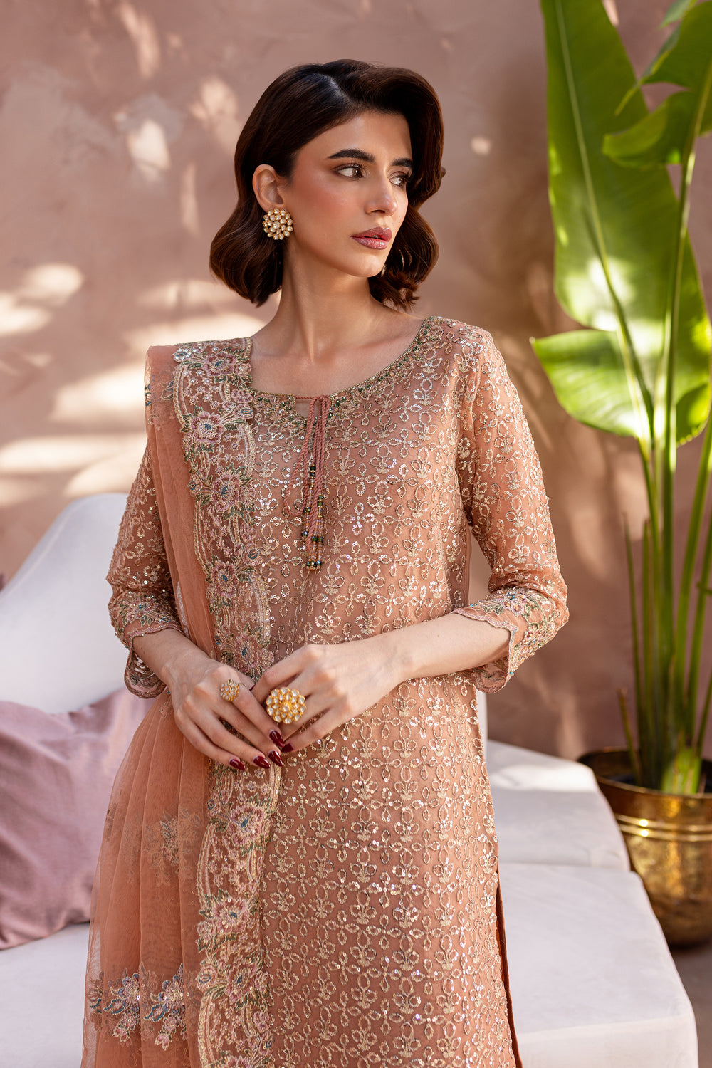 Zahrah 3Pc - Embroidered Luxe Pret - BATIK