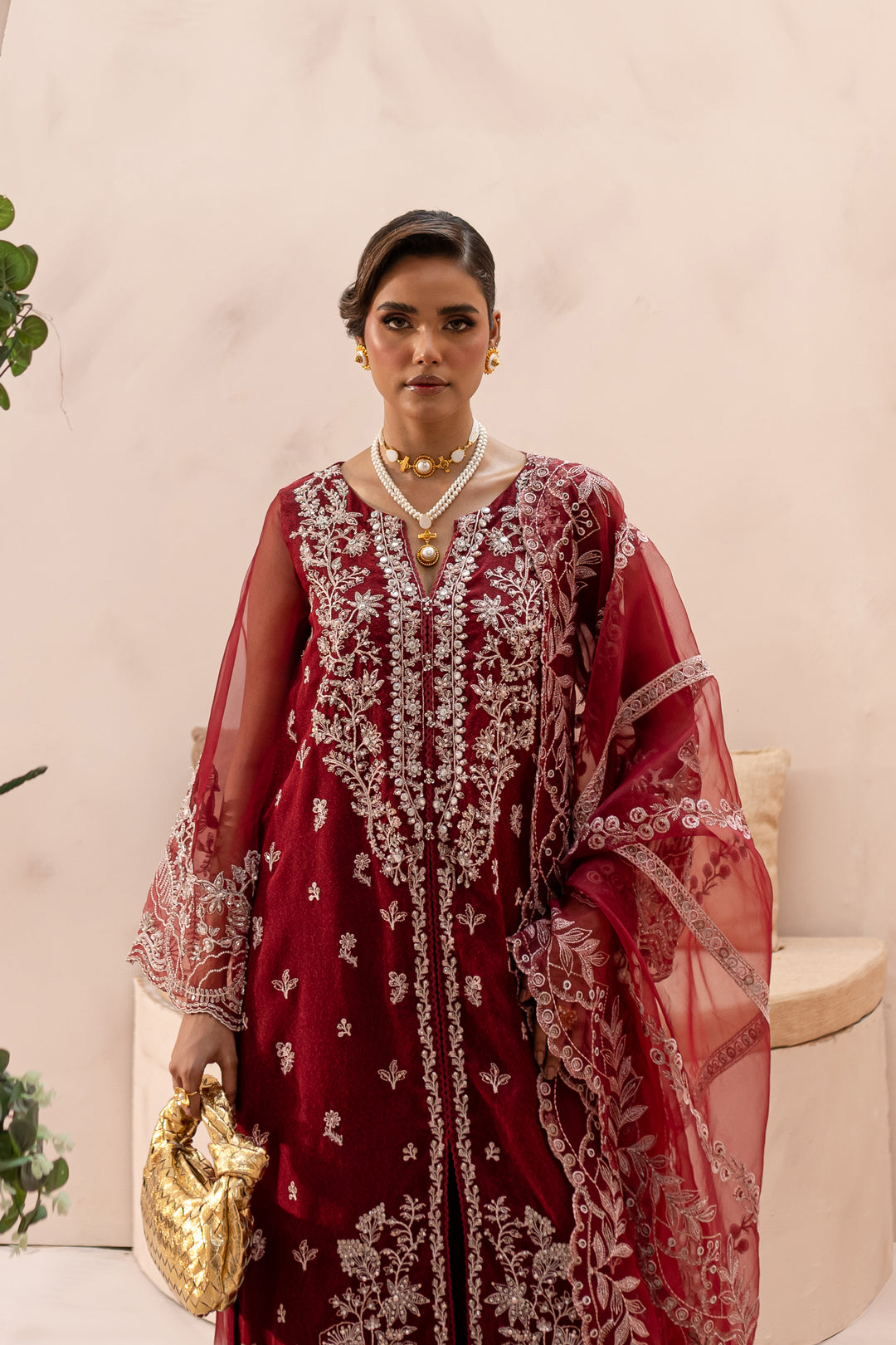 Ruby Rouge 3Pc - Embroidered Luxe PRET - BATIK