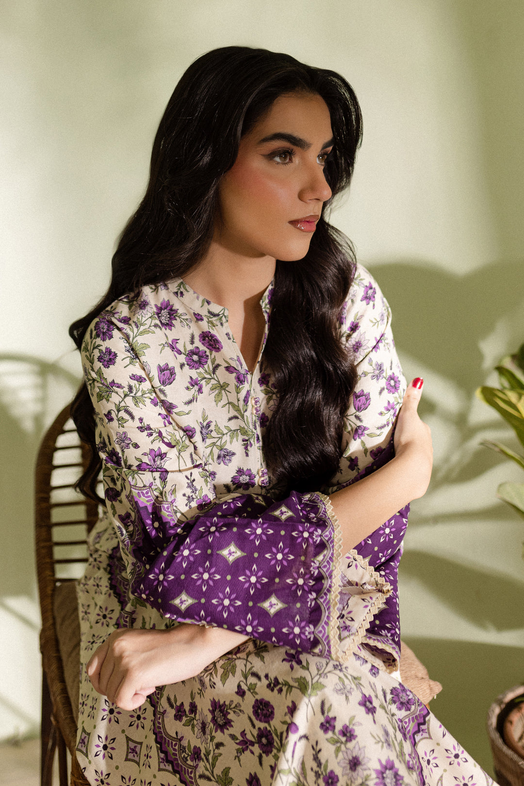 Cyber Grape 2Pc - Printed Khaddar Dress - BATIK